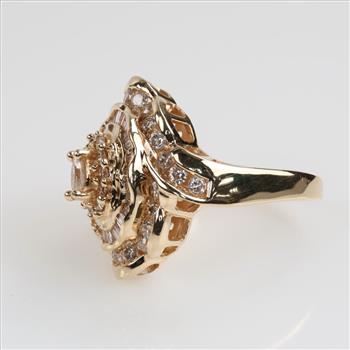 2.17cts TW Diamond 14kt Gold Ballerina Style Ring-Evaluated By Our Certified Gemologist-AGS/GIA