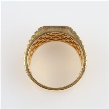 21kt Gold Clear And Black Spinel Signet Ring- Evaluated By Our Certified Gemologist - AGS / GIA