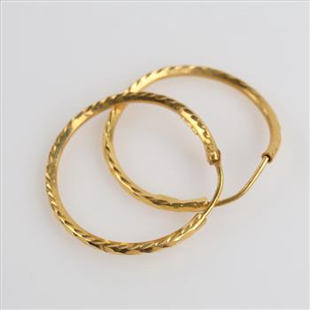 21kt Gold Hollow Hoop Earrings