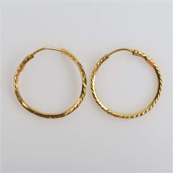 21kt Gold Hollow Hoop Earrings