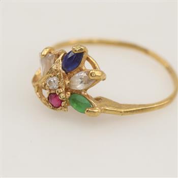 21kt Gold Multi Color Stone Ring