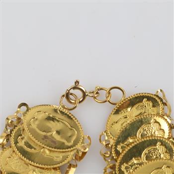 21kt Gold Oval Intaglio Design Link Bracelet