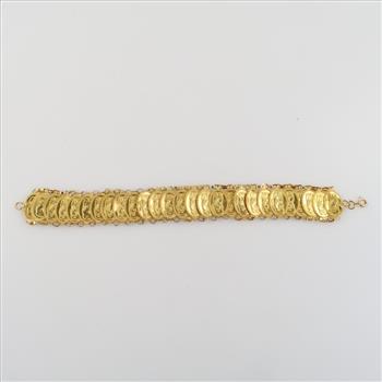 21kt Gold Oval Intaglio Design Link Bracelet