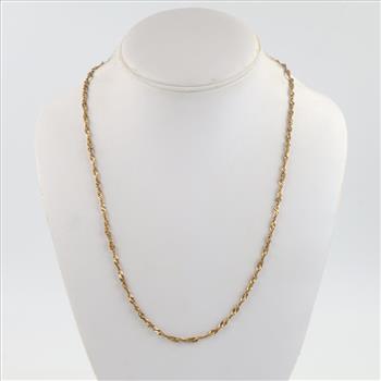 21kt Gold Twisted Rope Chain Necklace