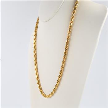 21kt Gold Wide Twisted Rope Necklace, Evaluated By Our Certified Gemologist-AGS/GIA