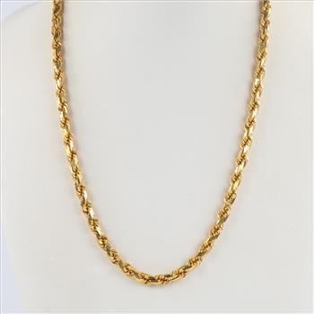 21kt Gold Wide Twisted Rope Necklace, Evaluated By Our Certified Gemologist-AGS/GIA