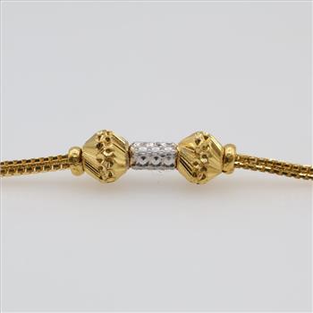 21kt Two Tone Gold Hollow Bead Accent Necklace
