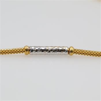 21kt Two Tone Gold Hollow Bead Accent Necklace