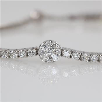2.20cts TW Diamond 14kt White Gold Tennis Bracelet-Evaluated By Our Certified Gemologist-AGS/GIA