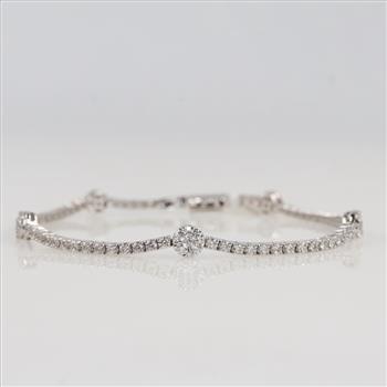 2.20cts TW Diamond 14kt White Gold Tennis Bracelet-Evaluated By Our Certified Gemologist-AGS/GIA