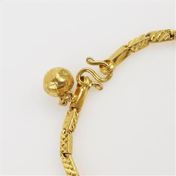 22kt Gold Block Link Chain Bracelet-Evaluated By Our Certified Gemologist-AGS/GIA