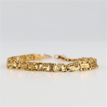 22kt Gold Carved Panel Bracelet