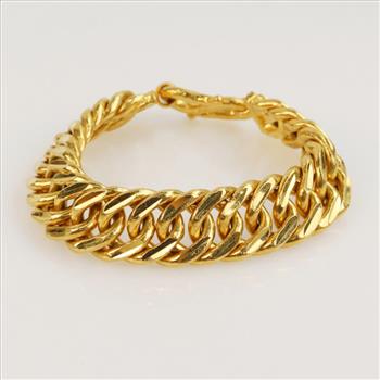 22kt Gold Cuban Link Chain Bracelet-Evaluated By Our Certified Gemologist-AGS/GIA