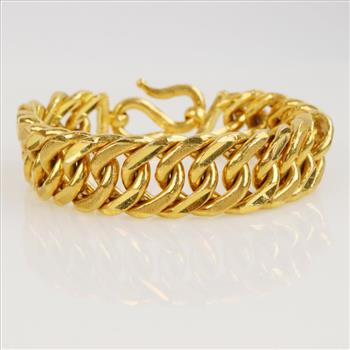 22kt Gold Cuban Link Chain Bracelet-Evaluated By Our Certified Gemologist-AGS/GIA