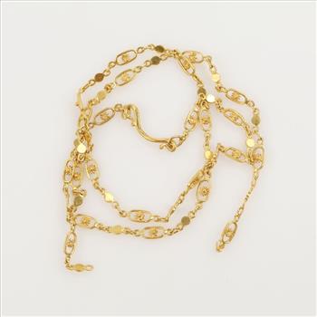 22kt Gold Fancy Oval Flower Link Necklace