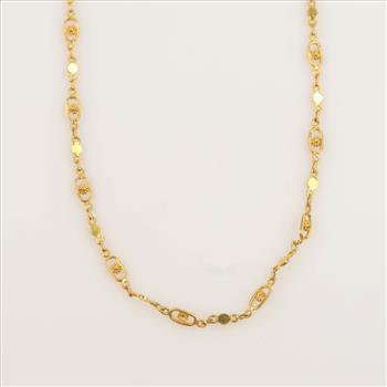22kt Gold Fancy Oval Flower Link Necklace