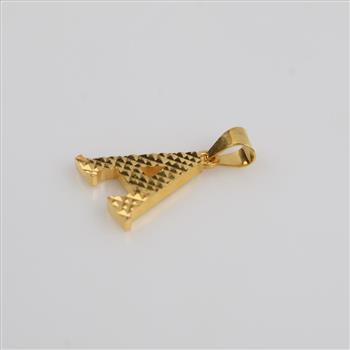 22kt Gold Hollow Letter A Pendant