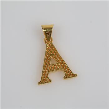 22kt Gold Hollow Letter A Pendant
