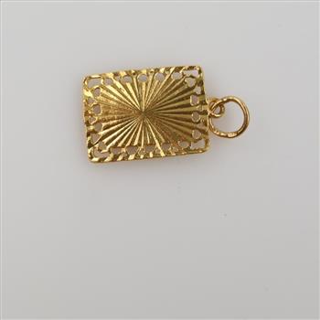 22kt Gold Letter L Filigree Slab Pendant