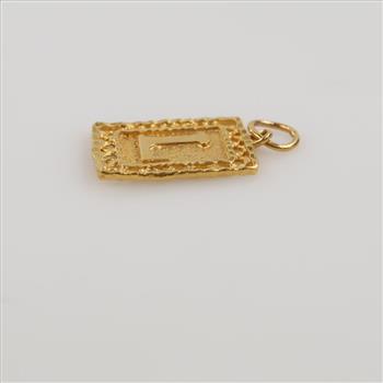 22kt Gold Letter L Filigree Slab Pendant