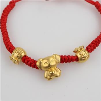 22kt Gold Red String Bracelet
