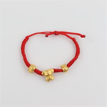 22kt Gold Red String Bracelet