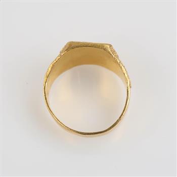 22kt Gold Signet Ring -Evaluated By Our Certified Gemologist-AGS/GIA