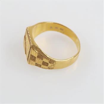 22kt Gold Signet Ring -Evaluated By Our Certified Gemologist-AGS/GIA