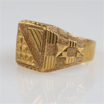 22kt Gold Signet Ring -Evaluated By Our Certified Gemologist-AGS/GIA