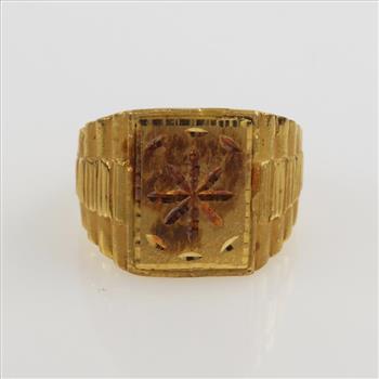 22kt Gold Signet Ring-Evaluated By Our Certified Gemologist-AGS/GIA
