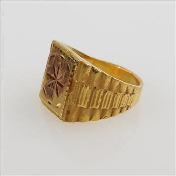 22kt Gold Signet Ring-Evaluated By Our Certified Gemologist-AGS/GIA