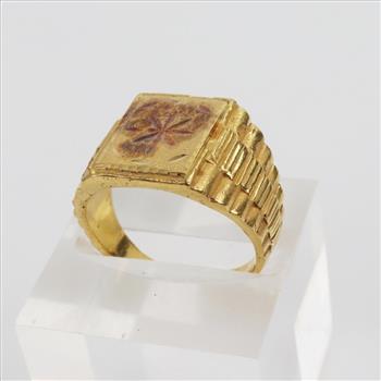 22kt Gold Signet Ring-Evaluated By Our Certified Gemologist-AGS/GIA