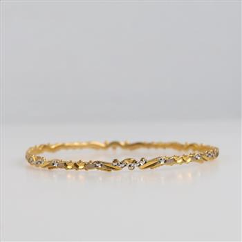 22kt Gold Two-tone Ornate Bangle Bracelet