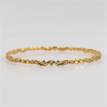 22kt Gold Two-tone Ornate Bangle Bracelet