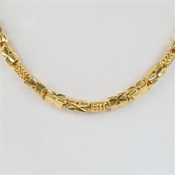 23kt Gold Hollow Rectangular Link Chain Necklace -Evaluated By Our Certified Gemologist - AGS / GIA