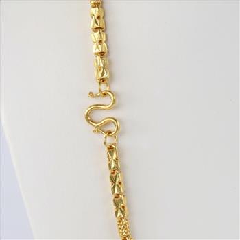 23kt Gold Hollow Rectangular Link Chain Necklace -Evaluated By Our Certified Gemologist - AGS / GIA