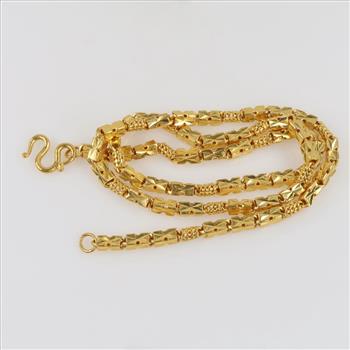 23kt Gold Hollow Rectangular Link Chain Necklace -Evaluated By Our Certified Gemologist - AGS / GIA