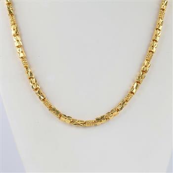23kt Gold Hollow Rectangular Link Chain Necklace -Evaluated By Our Certified Gemologist - AGS / GIA