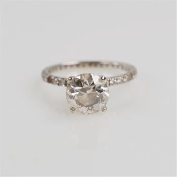 2.44cts TW Diamond 14kt White Gold Engagement Ring-Evaluated By Our Certified Gemologist-AGS/GIA