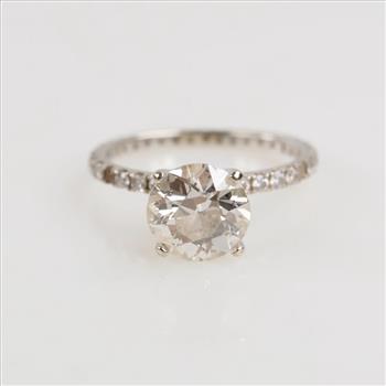 2.44cts TW Diamond 14kt White Gold Engagement Ring-Evaluated By Our Certified Gemologist-AGS/GIA
