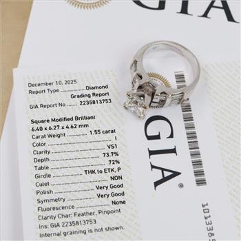 2.45cts TW Diamond 18kt White Gold Engagement Ring-Evaluated By Our Certified Gemologist-AGS/GIA