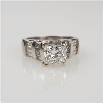 2.45cts TW Diamond 18kt White Gold Engagement Ring-Evaluated By Our Certified Gemologist-AGS/GIA