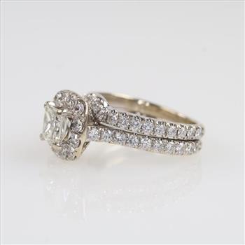 2.46cts TW Diamond 14kt White Gold Bridal Set-Evaluated By Our Certified Gemologist - AGS/GIA