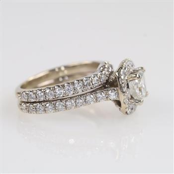 2.46cts TW Diamond 14kt White Gold Bridal Set-Evaluated By Our Certified Gemologist - AGS/GIA