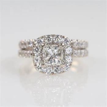 2.46cts TW Diamond 14kt White Gold Bridal Set-Evaluated By Our Certified Gemologist - AGS/GIA