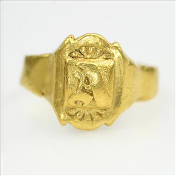 24k Gold Letter Script Ring