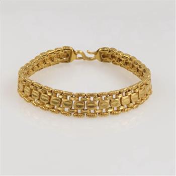24kt Gold Decorated Link Chain Bracelet- Evaluated By Our Certified Gemologist-AGS/GIA