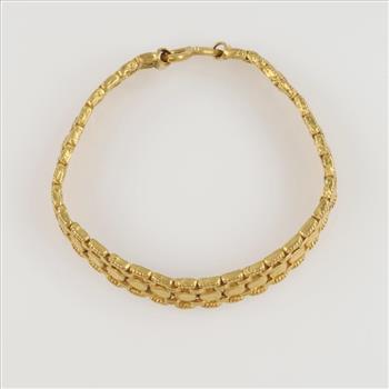24kt Gold Decorated Link Chain Bracelet- Evaluated By Our Certified Gemologist-AGS/GIA
