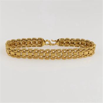24kt Gold Decorated Link Chain Bracelet- Evaluated By Our Certified Gemologist-AGS/GIA