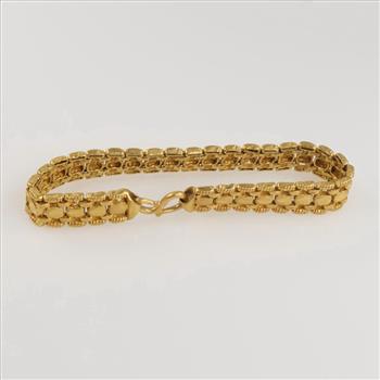 24kt Gold Decorated Link Chain Bracelet- Evaluated By Our Certified Gemologist-AGS/GIA